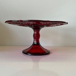 Mosser Thistle Ruby Red Pedestal Plate